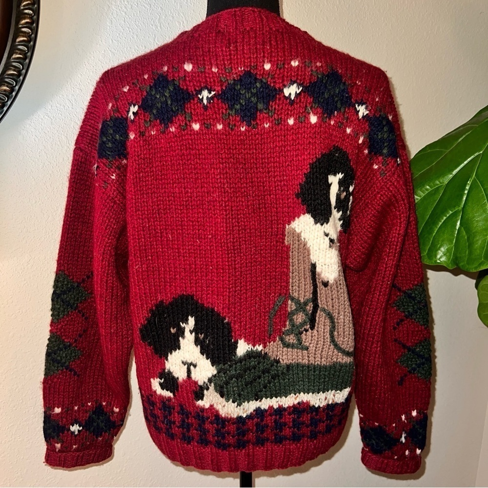 The Woolrich Women’s Springer Spaniel Puppy With Boot 100% Wool Vintage Sweater - Picture 9 of 16